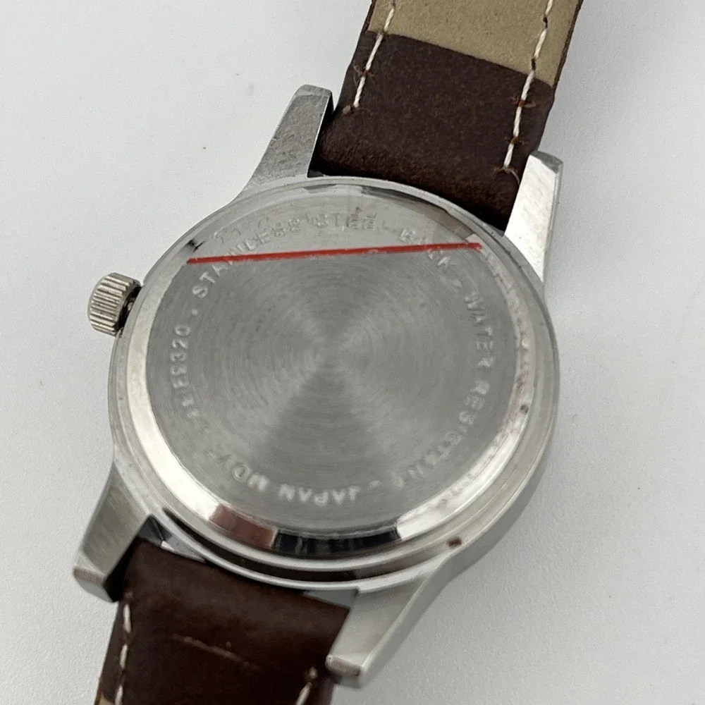 Women's Quartz Watch Silver 29mm Case Brown Leather Band- New Battery‎
